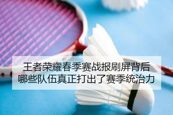 王者荣耀春季赛战报刷屏背后 哪些队伍真正打出了赛季统治力